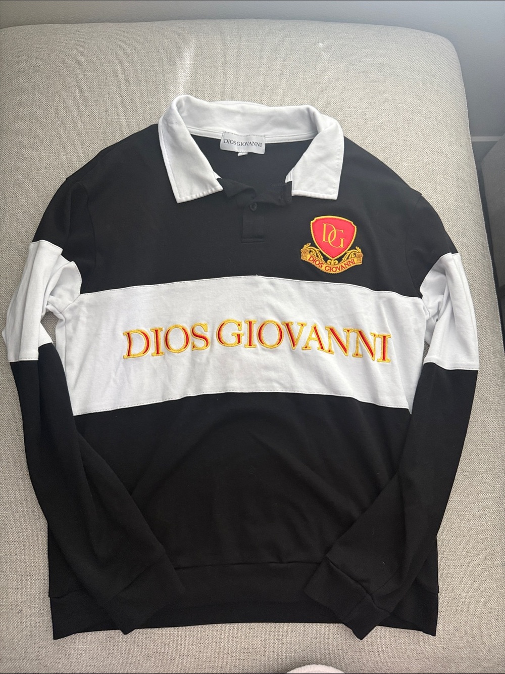 Black & White Rugby Polo Sweater